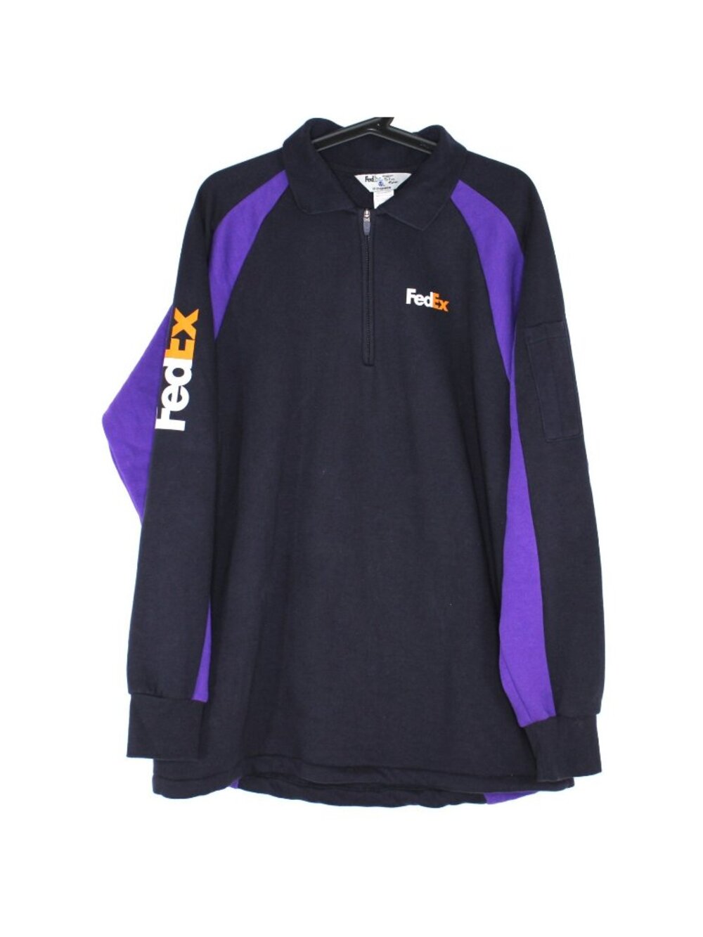 FedEx Mens Large Spell Out Collared 1/2 Half Zip Sweatshirt F1365